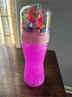 Pink Shimmer Slime Bottle with K Pop Mira & Colorful Foam Beads